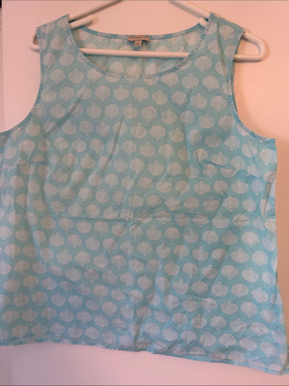 Talbots Light Aqua Shell-Print Sleeveless Tank